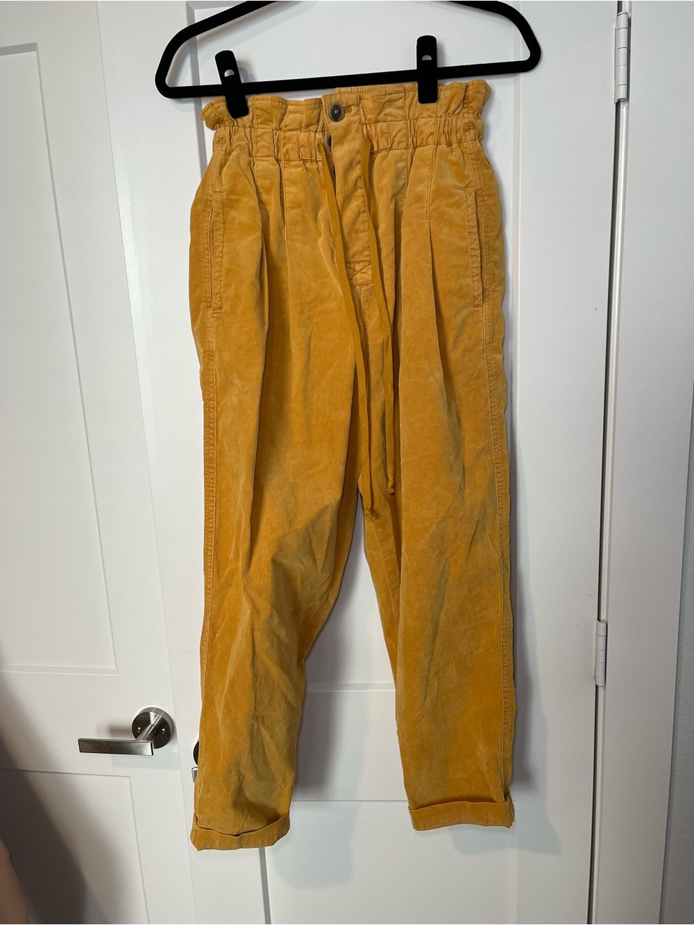 Free People Yellow Margate Corduroy Paperbag Trousers